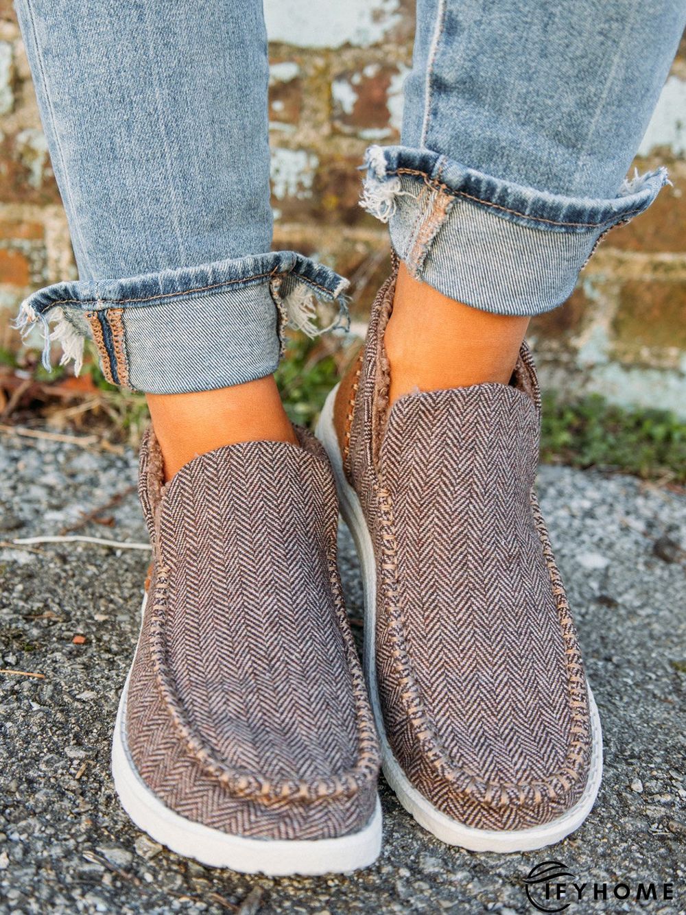 Womens's Warm Lined Slip On Canvas Shoes | IFYHOME