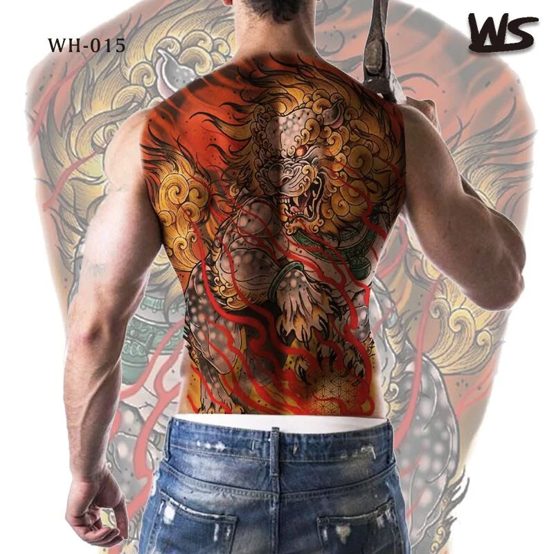 temporary tattoos custom large body art sexy animal tiger dragon peony lion sexy tattoo for women girls back waterdecal big size