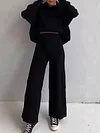 Long Sleeves Hooded+Wide Leg Pants Suits