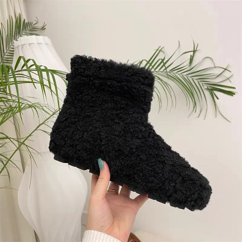 Tanguoant Tanguoant Winter New Hairy Snow Boots Women Add Velvet Add Thick Warm Cotton Shoes Wool Shoes Big Cotton Ankle Boots Fashion