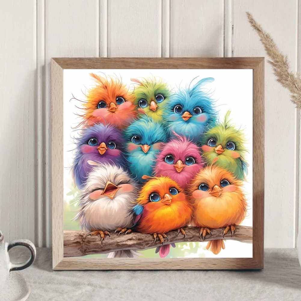 Diamond Painting - Full Round Drill - Cute Birds(Canvas|30*30cm)