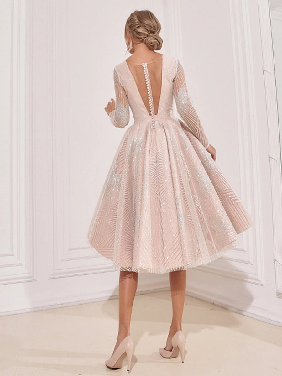 V-neck High Party Evening Dress