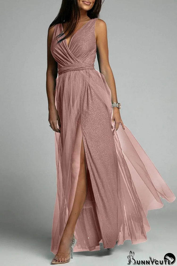 Elegant Formal Slit V Neck Princess Dresses