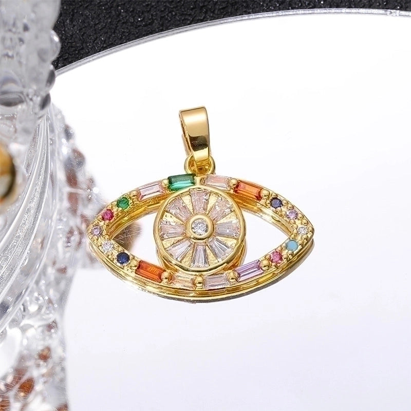 Classic Style Streetwear Cross Devil’s Eye Copper Plating Inlay Zircon 18k Gold Plated Charms