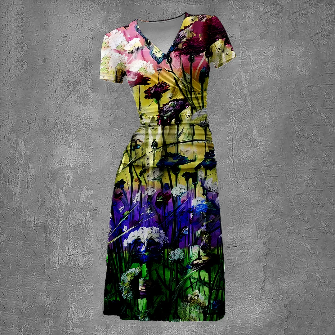 Women's Printing Vintage Two-Piece Maxi Dress