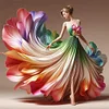 Colorful Dress Girl-11CT Stamped Cross Stitch 45*45cm/17.72*17.72in