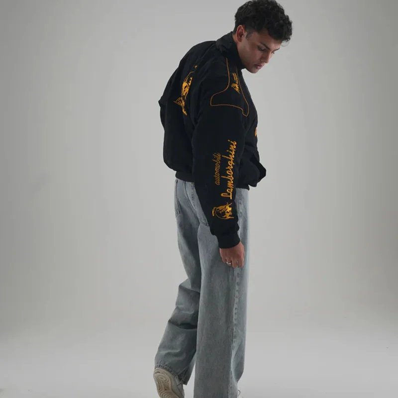 Unisex Racing Style Street Fashion Loose Racing Casual Print Jacket