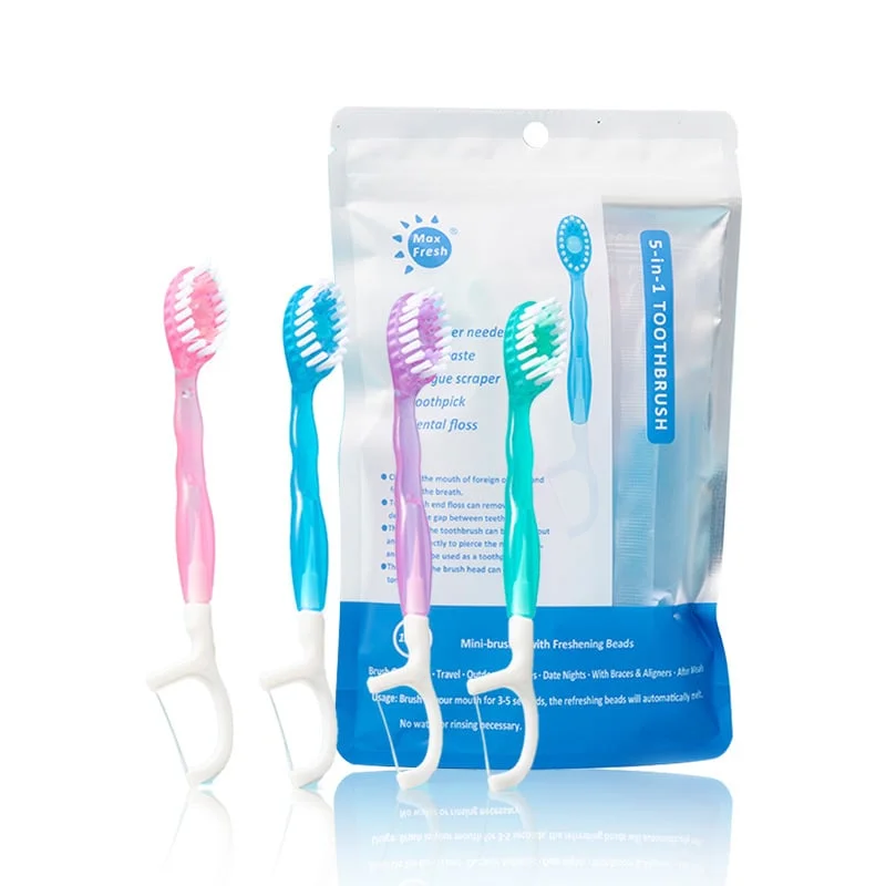 🔥Hot Sale 49% Off🎁5 in 1 Mini Toothbrush & Floss & Tongue Scraper & Toothpick Set 