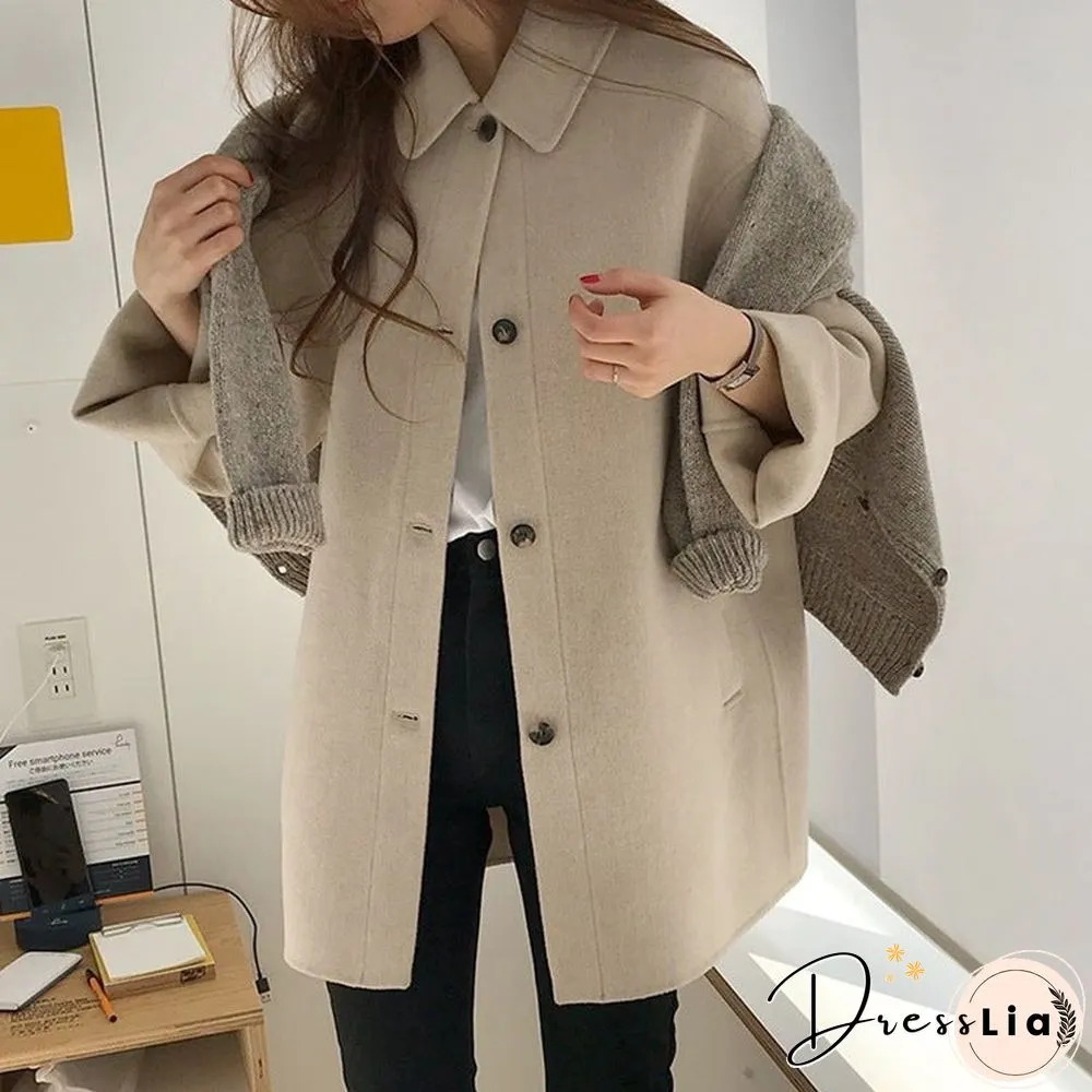 Wool Long Thick Popular Woolen Coat Women