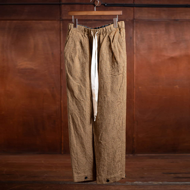Men's Drawstring Khaki Linen Pants