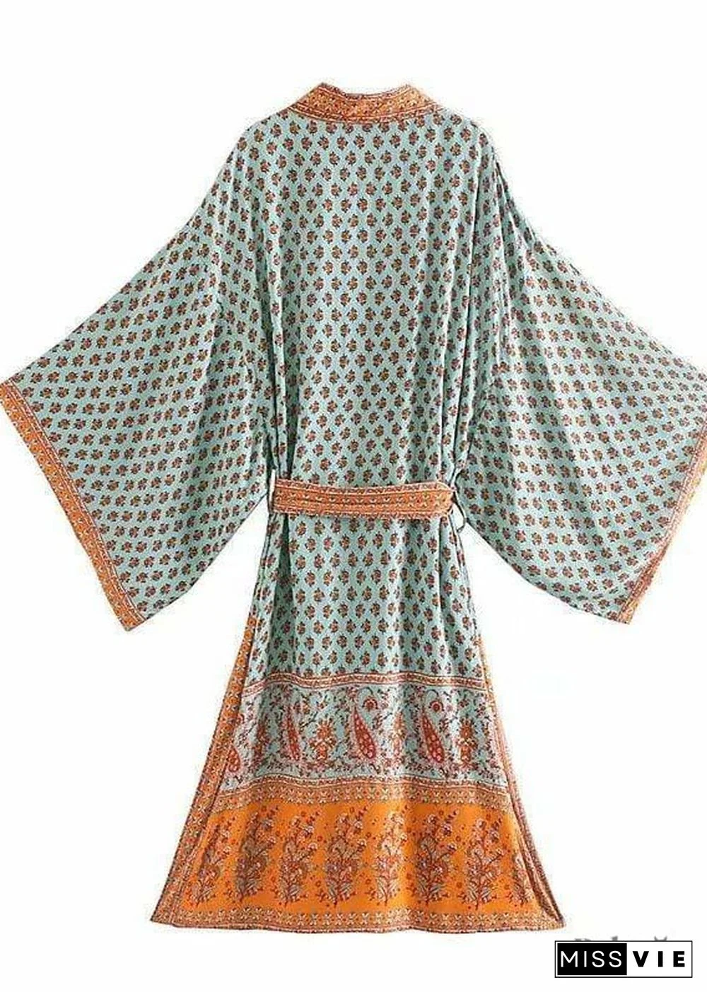 Women's Chic Brodie Belted Boho Kimono - Green Dress