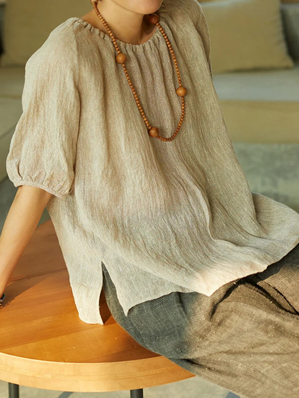Women's Loose Linen Blend Shirt tjj Shicloths
