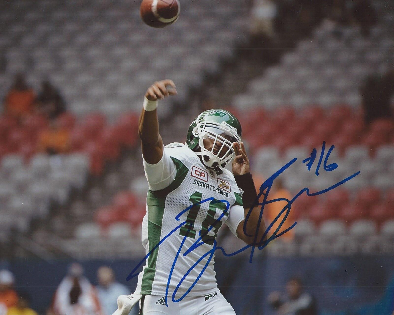 Brandon Bridge Signed 8x10 Photo Poster painting Saskatchewan Roughriders Autographed COA