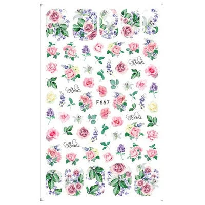 3D Flowers Charms Nail Art Decoration Stickers Geometry Leaf Floral Decorations Nail Design Gel Polish Summer Decals Wraps-Nail Inspo