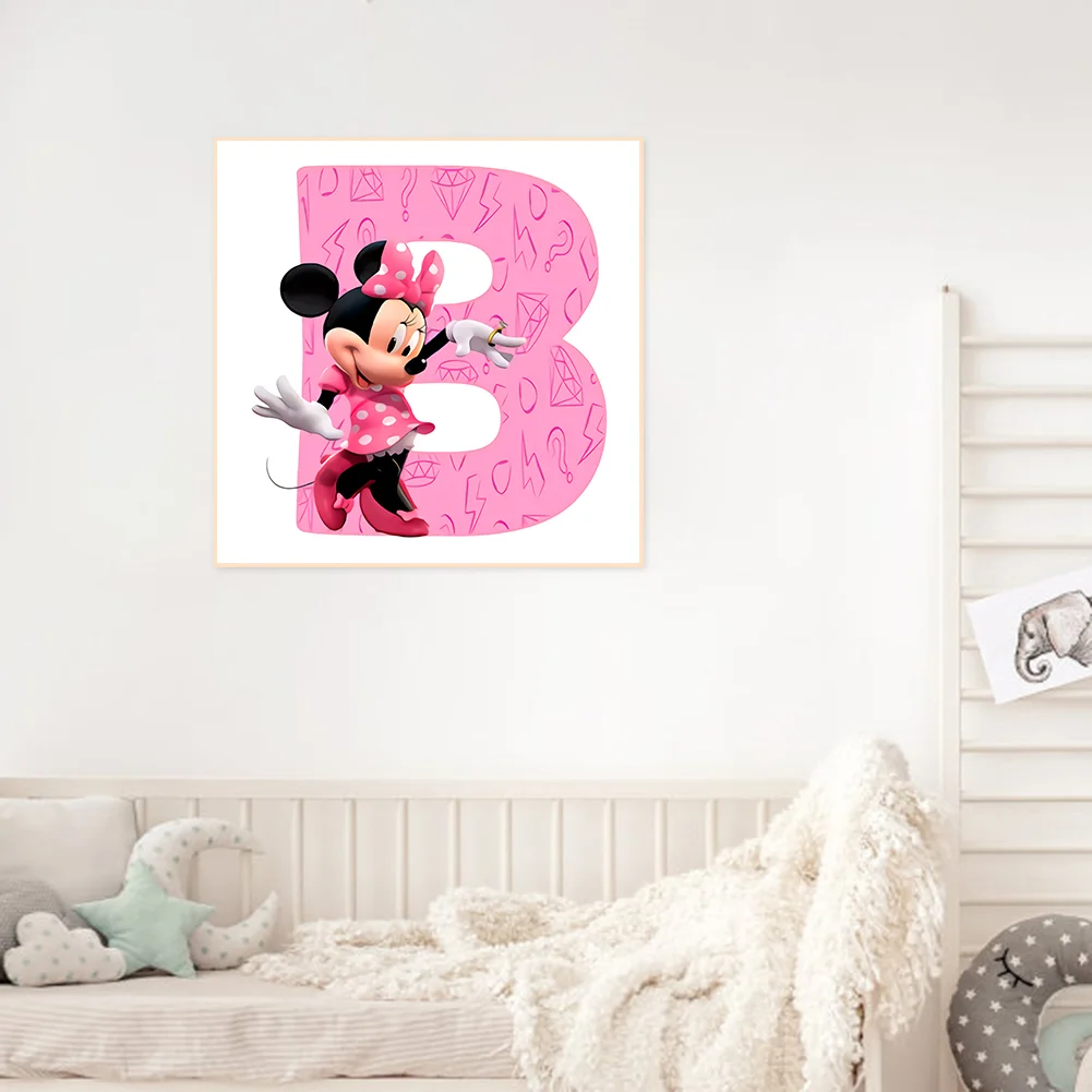 Full Round Diamond Painting 30*30cm - Letter B With Mickey Mouse