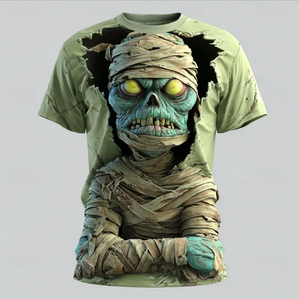 Men's Halloween 3d Zombie Mummy Print T-shirt  artssus