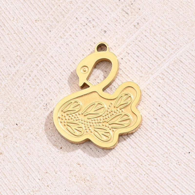1 Piece 10x9mm 16x13mm 22x13mm Hole 1~1.9mm 304 Stainless Steel 18K Gold Plated Swan Footprint Snake Polished Jewelry Accessories Pendant