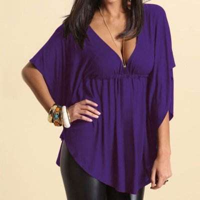 Fashion Sexy Women Stylish Sexy Casual Loose V-neck Batwing Sleeve Tops Blouses T - BlackFridayBuys