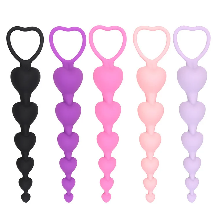 Heart shaped silicone vestibular bead anal plug