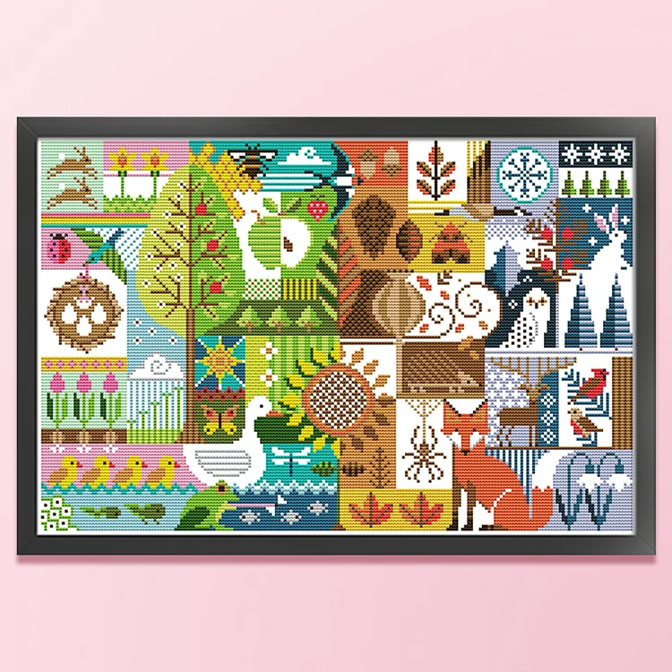 Joy Sunday Four Seasons 11CT/14CT Stamped Cross Stitch 57*40CM