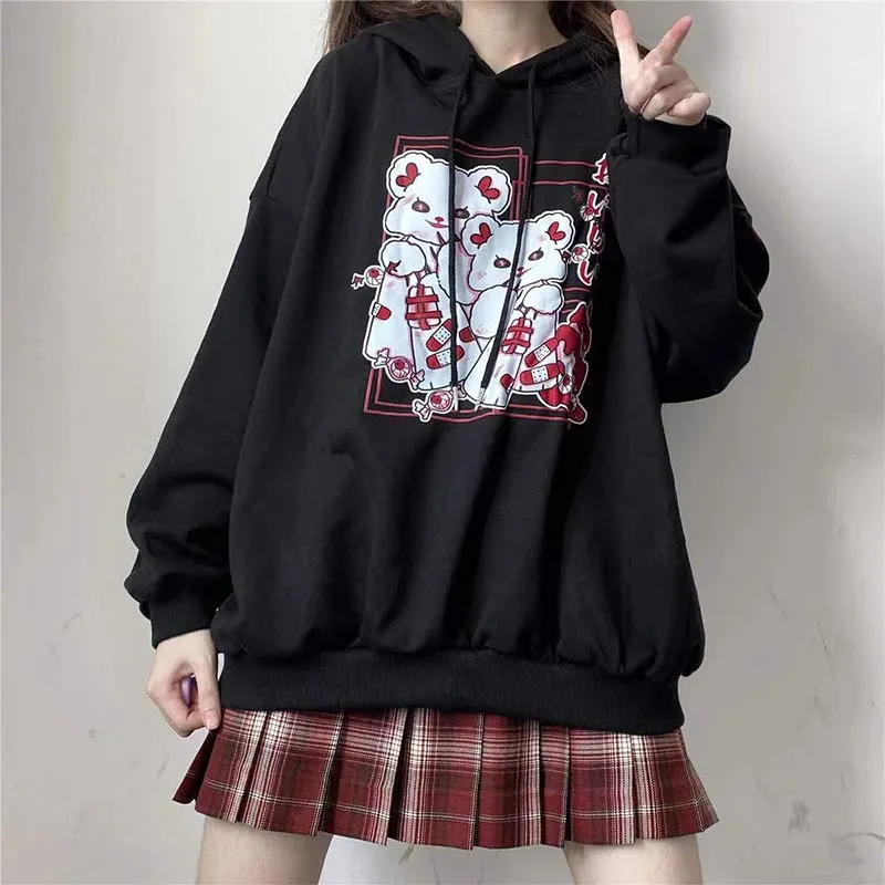 Cartoon Print Casual Hoodie