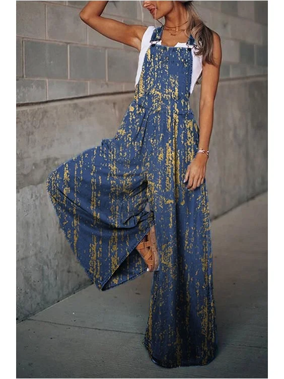Vintage Womens Plus Size S-5XL Overalls Casual Loose Jumpsuit