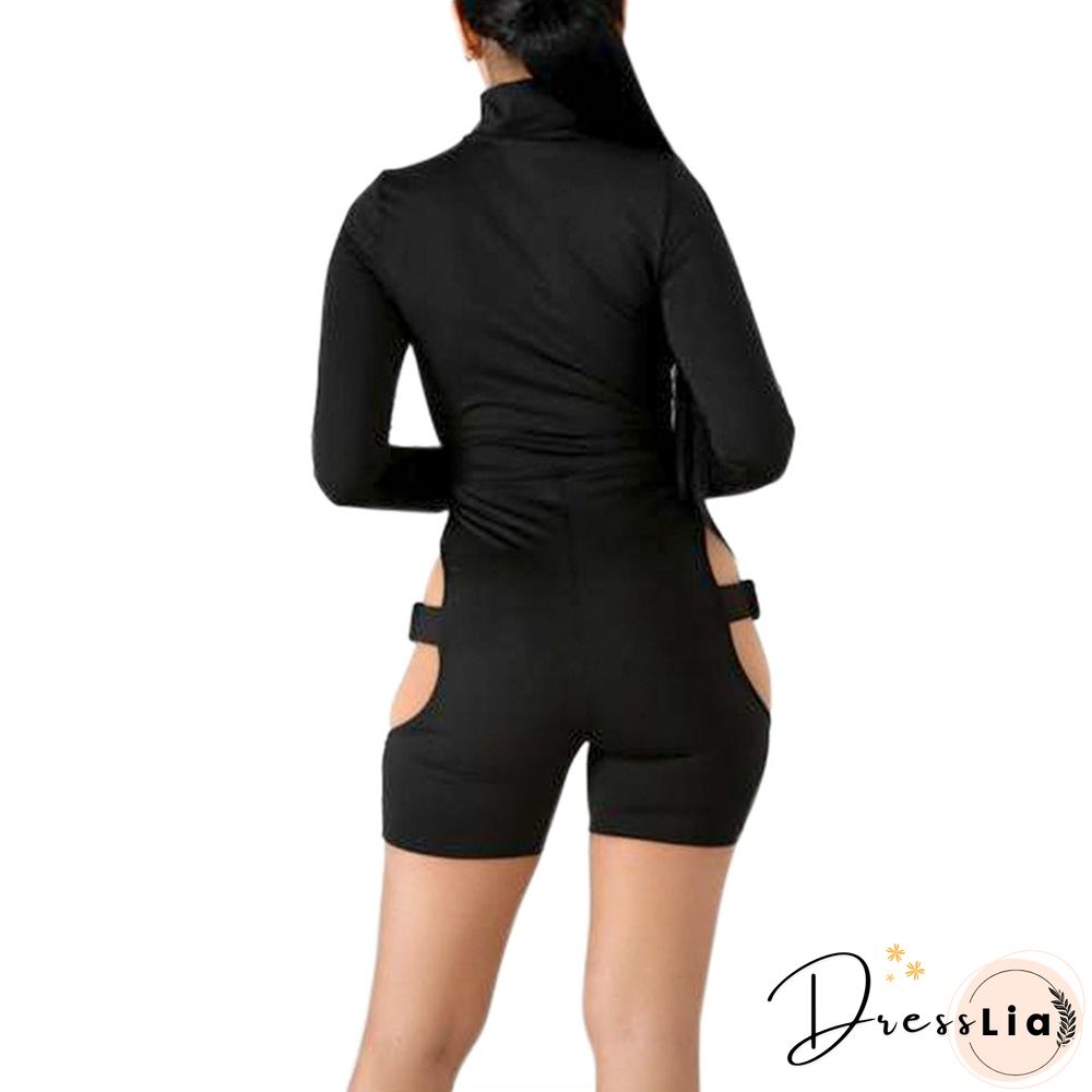 Women's Shorts Fluorescent Green Long Sleeve Jumpsuit