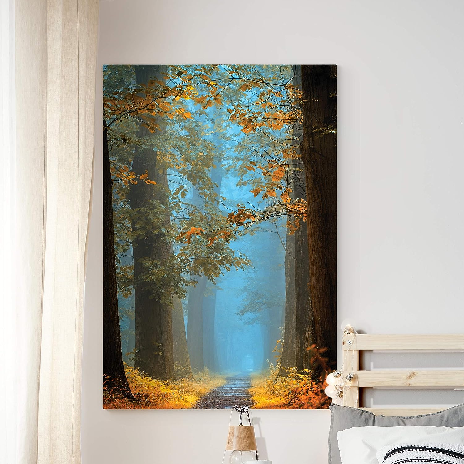 Renditions Gallery Nature Canvas Wall Art Home Paintings & Prints Misty Orange Blue Avenue Glam Modern Wall Hanging Artwork Decorations for Bedroom Dining Office Kitchen - 12 inch x18 inch  LT06 12x18
