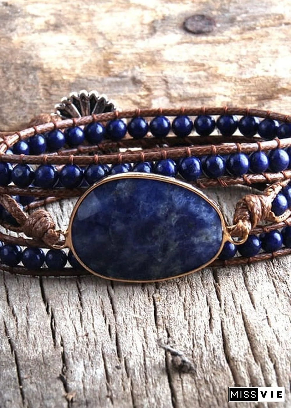 Boho Bracelet, RH 3 Layers Leather Wrap Bracelet, Natural Stones, Blue, Rose, Purple