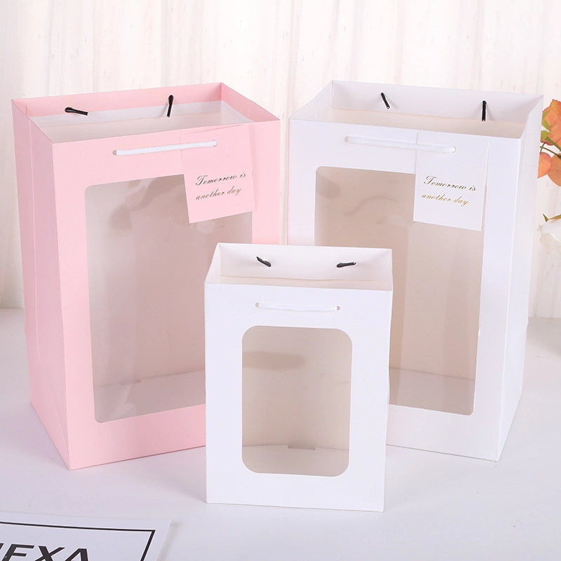Transparent Gift Bag Windowed Gift Bag Party Favor Floral Packaging Handheld