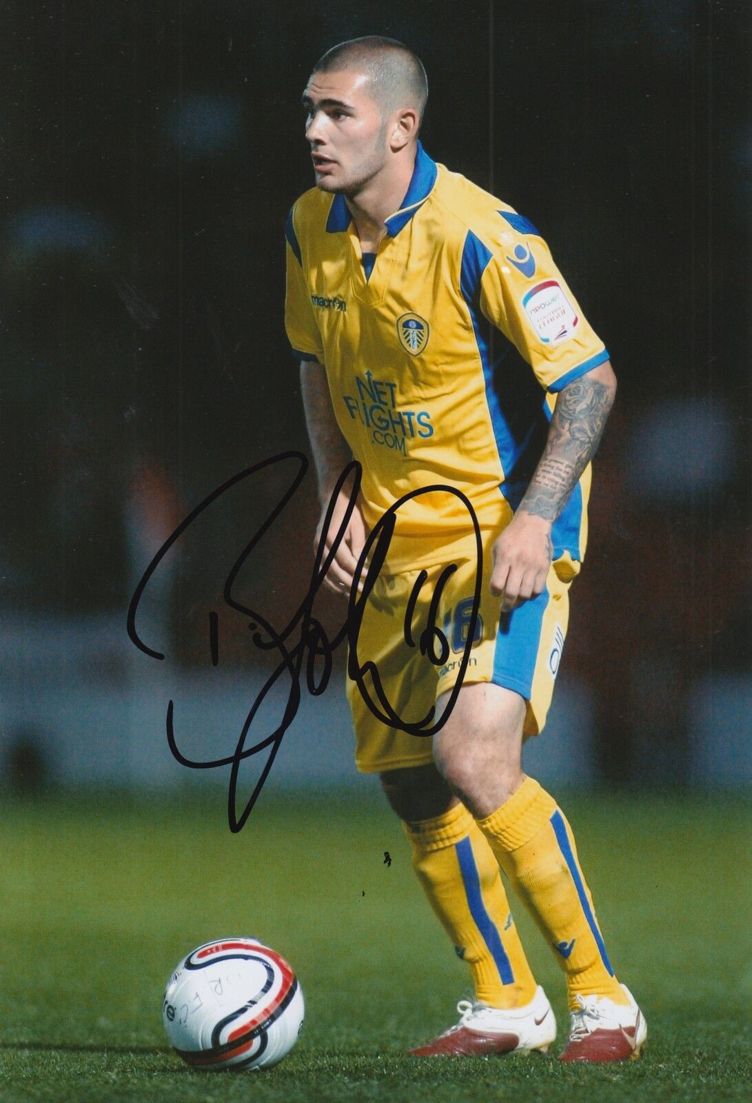 LEEDS UNITED HAND SIGNED BRADLEY JOHNSON 12X8 Photo Poster painting 1.