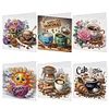 (US Local)6Pcs Coffee Afternoon Tea DIY Diamond Painting Card Diamond Drawing Card