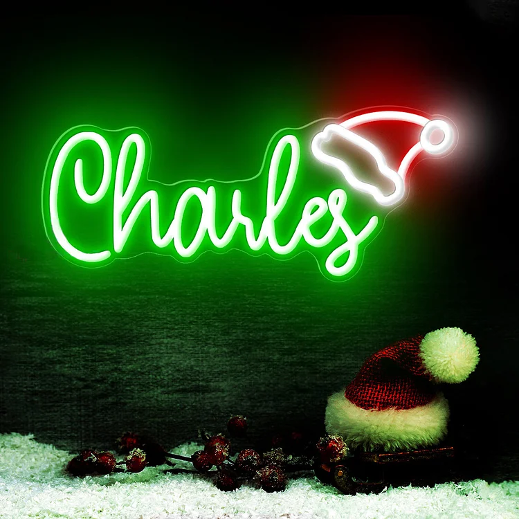 Blanketcute-Personalized 100% Handmade Christmas LED Neon Sign with Your Kid's Name