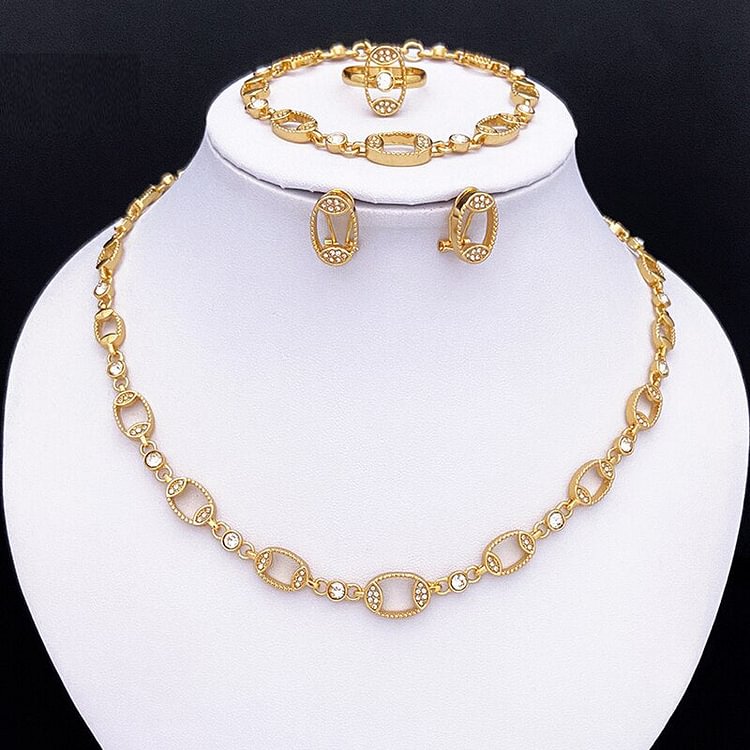 Gold Color Jewelry Set Necklace Earring Set Party Wedding Gift