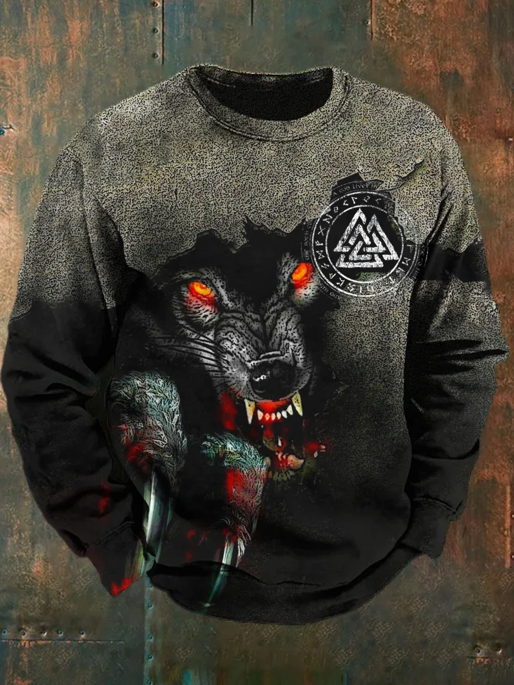 Comstylish Gothic Dark Werewolf Viking Art Men's Casual Sweatshirt