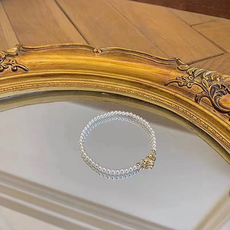 2 Pieces Retro Elegant Elegant Four-leaf Clover Pearl Bracelet Women’s Korean-style Simple Bracelet For Students