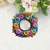 (US Local)2D Flat DIY Flowers Hanging Mirror Diamond Art Kits Wall Door Decoration