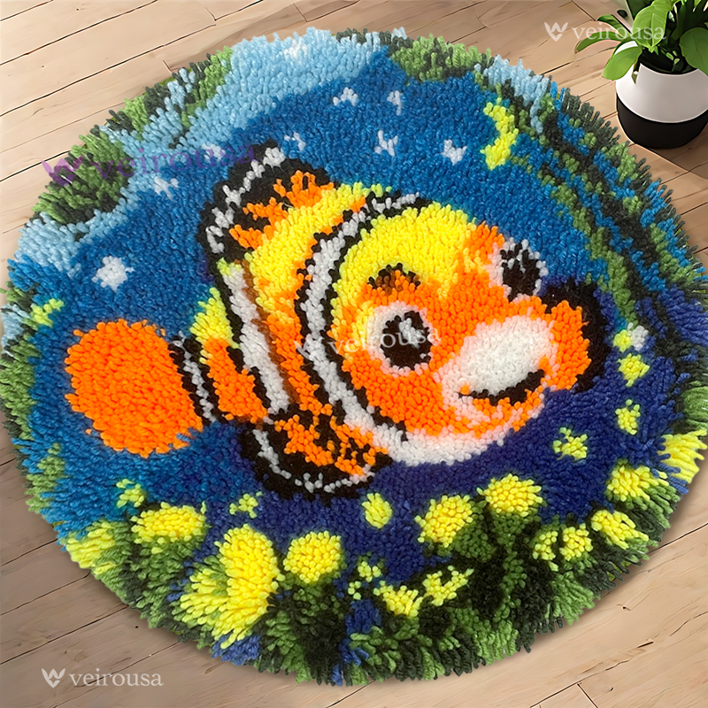 The Clownfish Aquatic Dance Latch Hook Rug Kit FIsh Wall Hanging Set