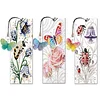 3Pcs DIY Pearl Painting Flowers Insects Bookmark with Butterfly Pendant Home Office Supplies Gift for Book Lovers