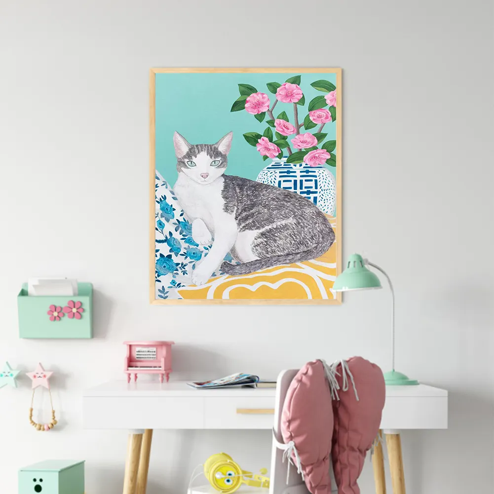 DIY Paint By Number 40*50cm - Cat With Bouquet