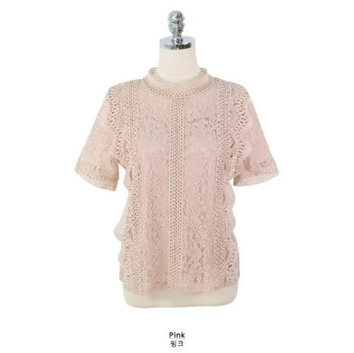 2021 Spring Summer Fashion Slim Fit Hollow Out Women Blouses and Tops Short Sleeve Lace Shirt Women Blusas Mujer De Moda 8745 50