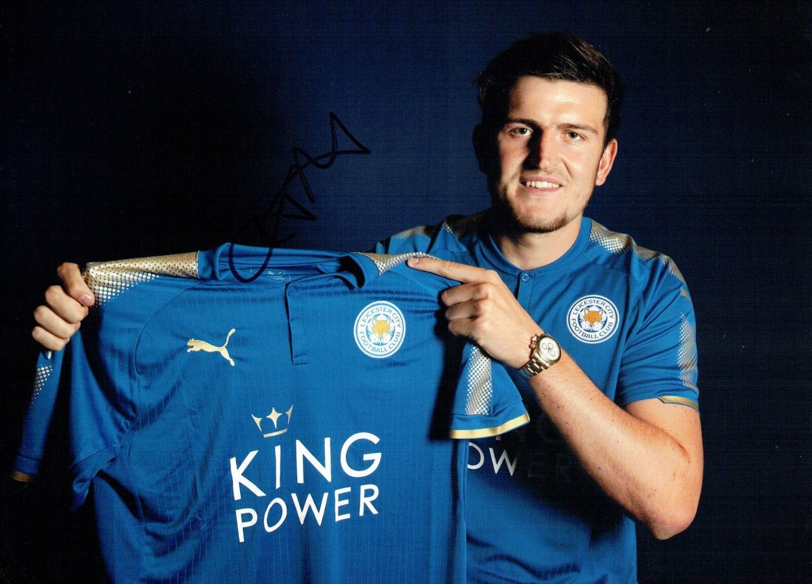 Harry MAGUIRE Signed Autograph 16x12 Photo Poster painting 5 AFTAL COA Leicester City England