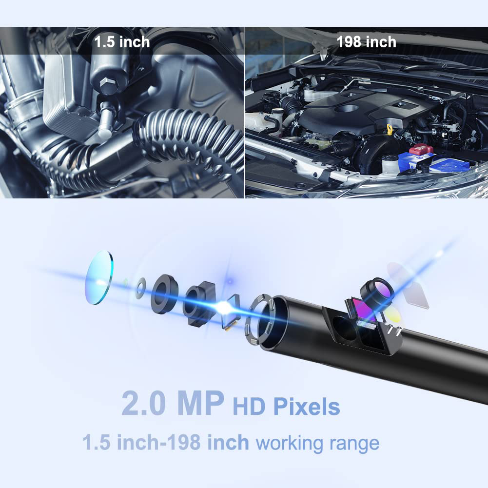 Hiacinto 360° Electric Rotation Endoscope Camera with 8+1 LED Light, 4.5 in  IPS Screen Dual Lens Borescope Inspection Camera, 16.5FT Waterproof