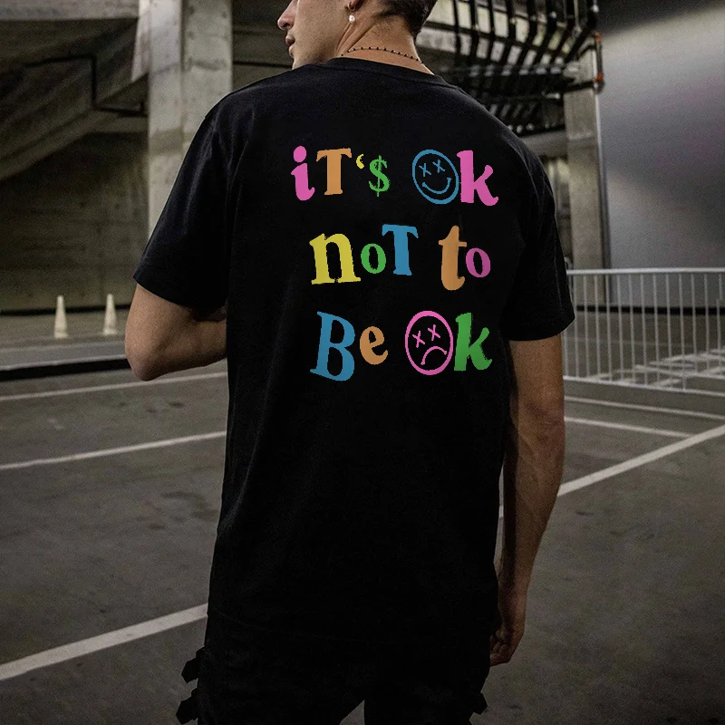 It's Ok Not To Be Ok Colorful Printed Men's Black T-shirt -  