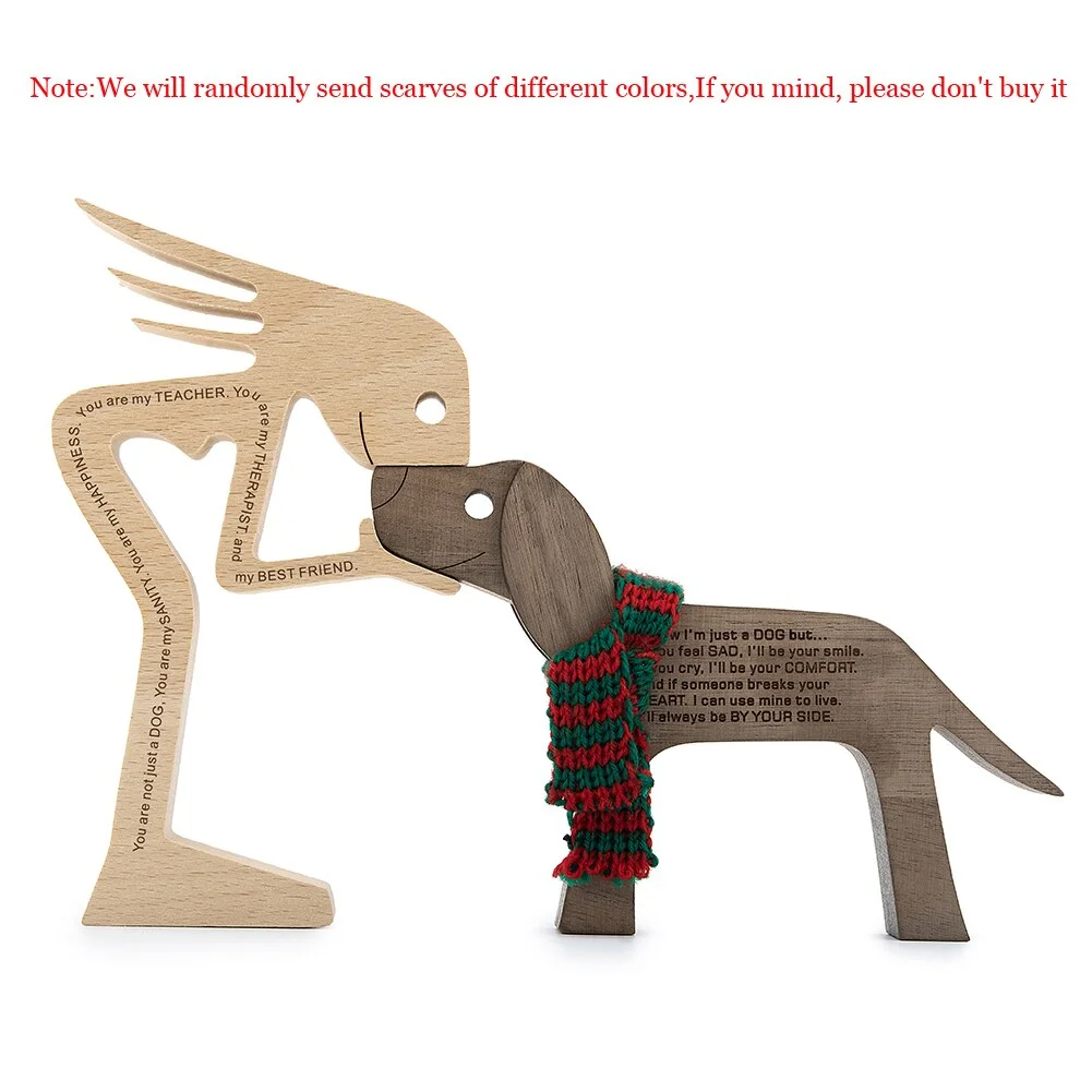 Wooden Dog Decoration Craft Figurine Family Puppy Table Ornament Wood Carving Model Creative Decoration For Lovely Gifts