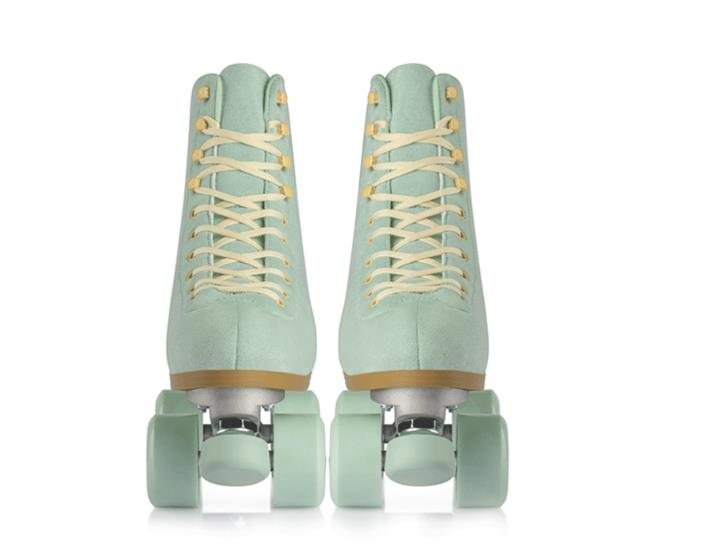 Green Suede Leather Roller Skates For Women
