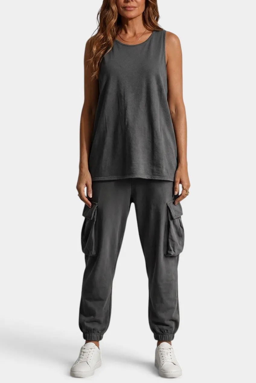 Oversized Sleeveless Top & Cargo Trousers Set