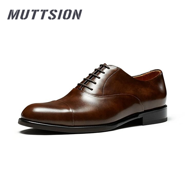 MUTTSION Italian Museum Calf Brown Handmade Oxfords Retro British Style Business Dress Shoes MUTTSION.COM MUTTSION