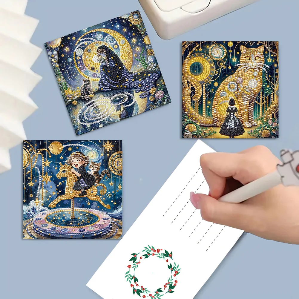 6PCS DIY Diamond Art Greeting Cards Dream Thank You Cards and Holiday Blessings