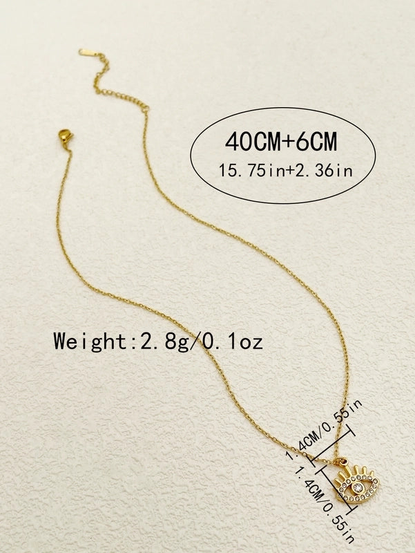 Stainless Steel 14K Gold Plated Ethnic Style Polishing Plating Inlay Eye Zircon Pendant Necklace